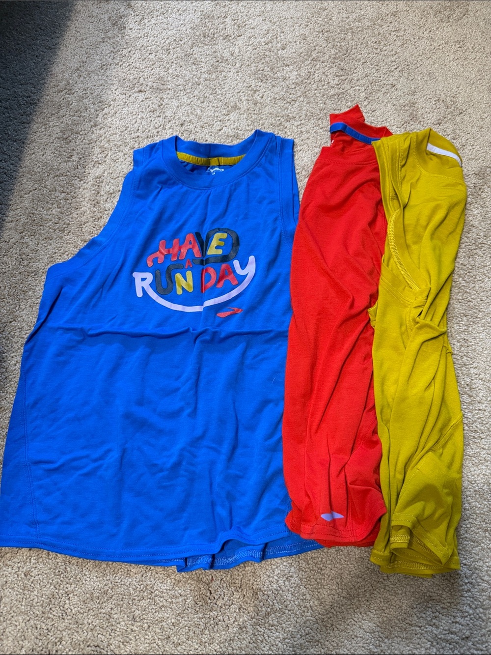 Blue Graphic Tank Top "Have a Run Day"